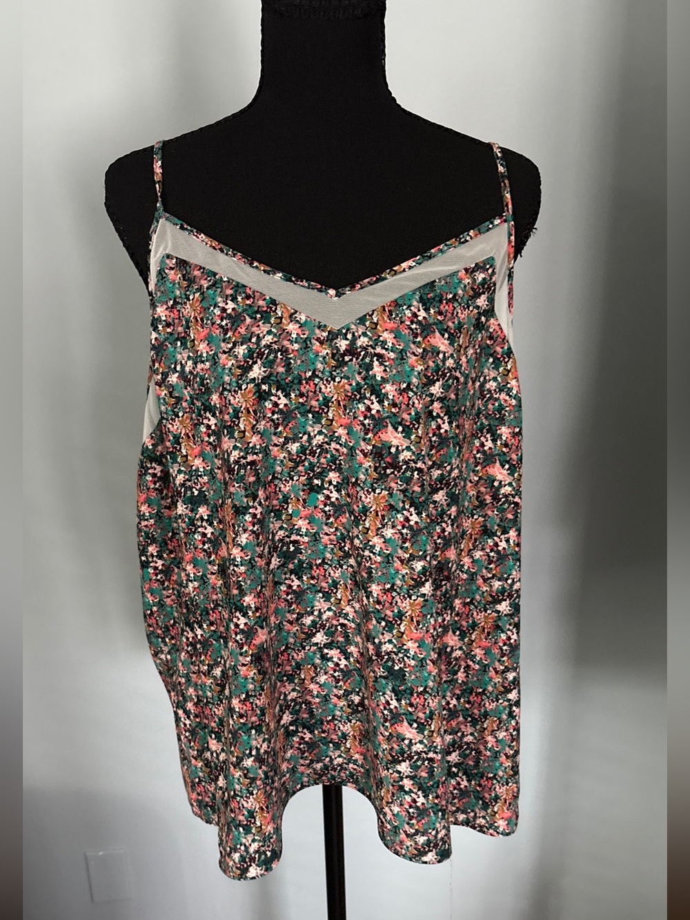 Nine West Floral Spaghetti Strap Cami - Green & Pink